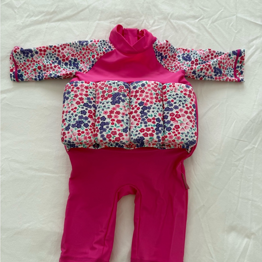 Pink Floral Baby Swimsuit with Floaties size 1-2 years-old